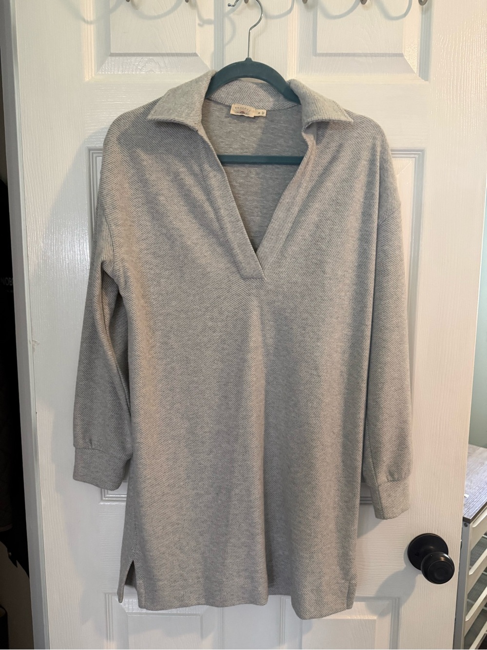 Light Gray Collared V-Neck Women’s Dress
